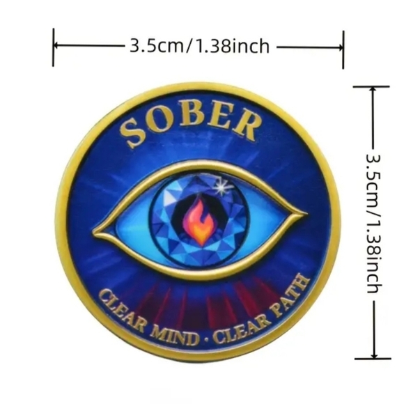 Sober Medallion with Eye Design Coin - Picture 5 of 5